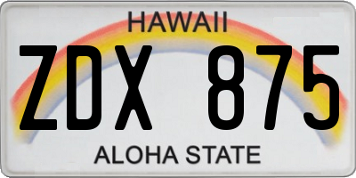 HI license plate ZDX875