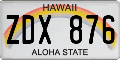 HI license plate ZDX876