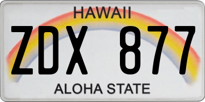 HI license plate ZDX877