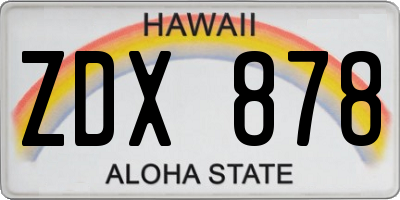 HI license plate ZDX878