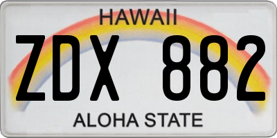 HI license plate ZDX882