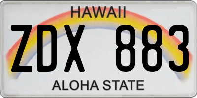 HI license plate ZDX883
