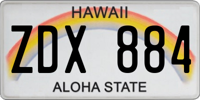 HI license plate ZDX884
