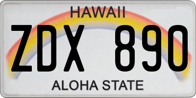 HI license plate ZDX890