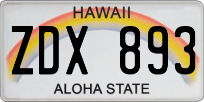 HI license plate ZDX893