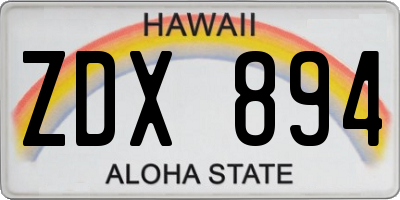 HI license plate ZDX894