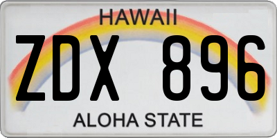 HI license plate ZDX896