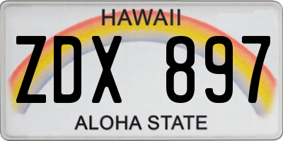 HI license plate ZDX897