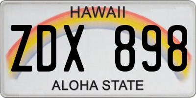 HI license plate ZDX898