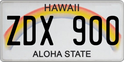 HI license plate ZDX900