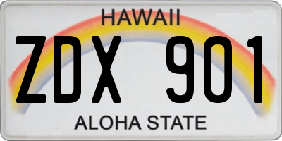 HI license plate ZDX901