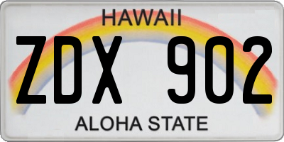 HI license plate ZDX902