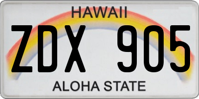 HI license plate ZDX905