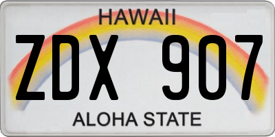 HI license plate ZDX907