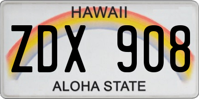 HI license plate ZDX908