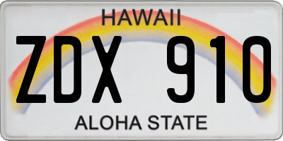 HI license plate ZDX910