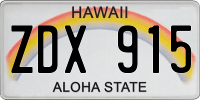 HI license plate ZDX915