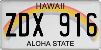 HI license plate ZDX916