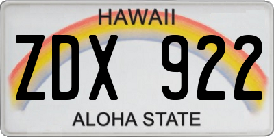 HI license plate ZDX922