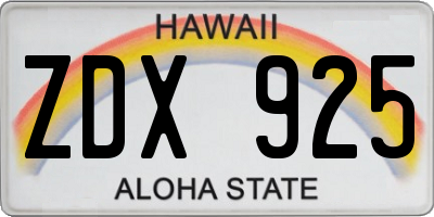 HI license plate ZDX925