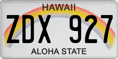 HI license plate ZDX927