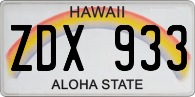 HI license plate ZDX933