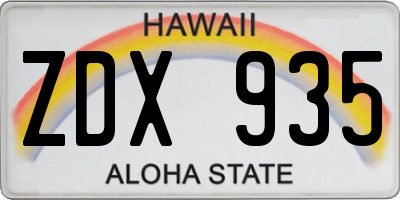 HI license plate ZDX935