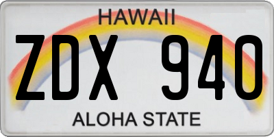 HI license plate ZDX940