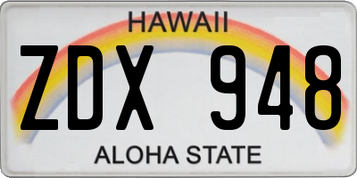 HI license plate ZDX948