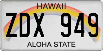HI license plate ZDX949