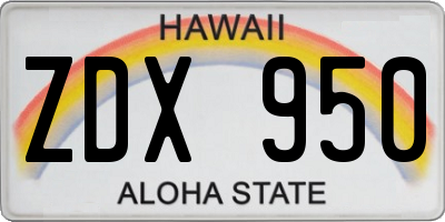 HI license plate ZDX950