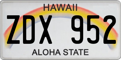 HI license plate ZDX952