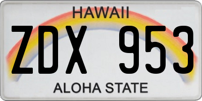 HI license plate ZDX953