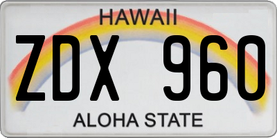 HI license plate ZDX960
