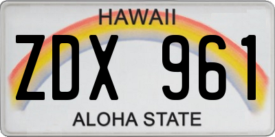 HI license plate ZDX961