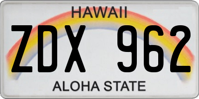 HI license plate ZDX962