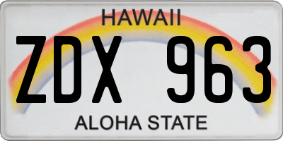 HI license plate ZDX963