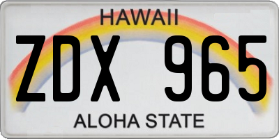 HI license plate ZDX965