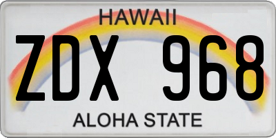HI license plate ZDX968