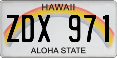 HI license plate ZDX971