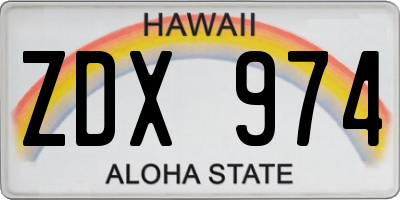 HI license plate ZDX974