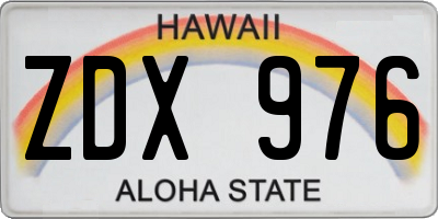 HI license plate ZDX976