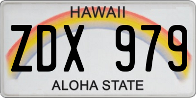 HI license plate ZDX979