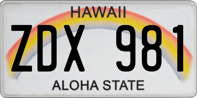 HI license plate ZDX981