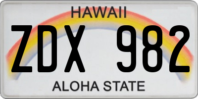 HI license plate ZDX982