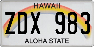 HI license plate ZDX983