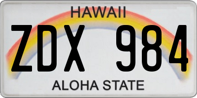 HI license plate ZDX984