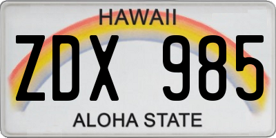 HI license plate ZDX985