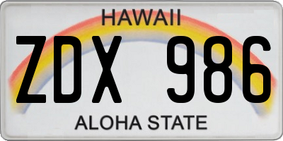 HI license plate ZDX986