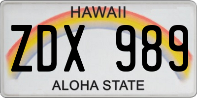 HI license plate ZDX989